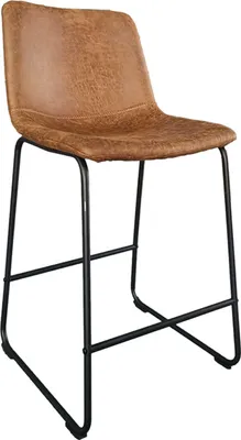 Produktbild von Mancia Barhocker PolyurethanCognac - Metall und Vintage Polsterung