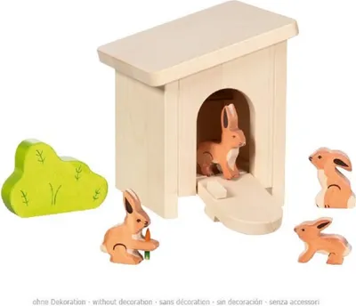 Immagine prodotto di Conigliera in legno con conigli in legno