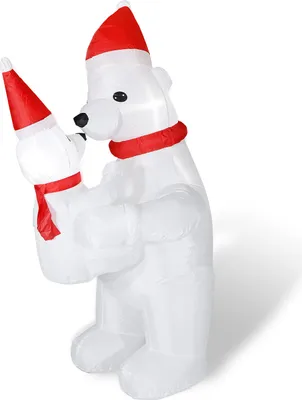 Produktbild von Led aufblasbarer Schneemann weihnachtsmann Beleuchtet weihnachtsdeko, Color:Weiß. Mutter Bär und Kind Bär