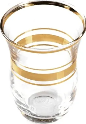 Obrázok produktu pre Súprava 6 pohárov na čaj Pasabahce s elegantným zlatým dizajnom - 95 ml