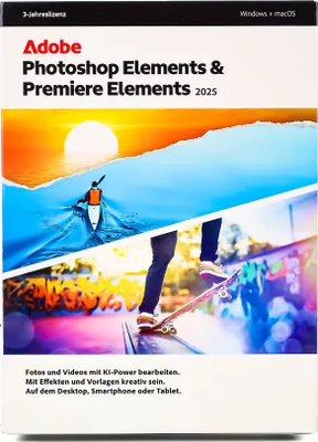 Obrázok produktu pre Adobe Photoshop Elements & Premiere Elements 2025, Grafický editor, Nemčina, 1 licencia(ie/ií), Licencie, 3 rok / roky