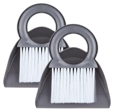 Image de Ensemble de balayage de table Relaxdays, 2 pièces, balayette et pelle, balayette de cuisine et de camping, à suspendre, gris/blanc