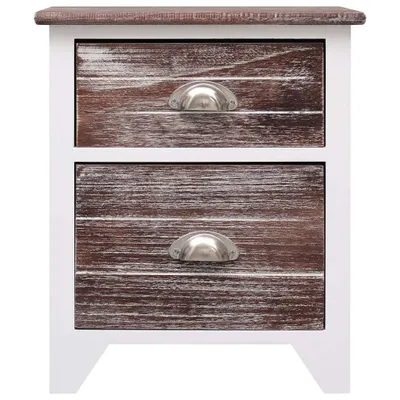 Immagine prodotto di Comodino marrone e bianco 38×28×45 cm in legno di paulownia