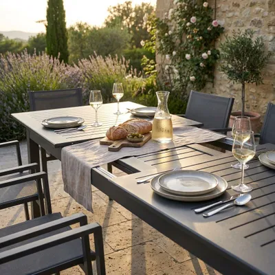 Immagine prodotto di Milani Home - tavolo da giardino allungabile, alluminio, 10 posti, taupe, piano 220/280 x 100 cm