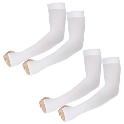 Productafbeelding van Armbanden met compressie, zonnebescherming, UV-bescherming, UPF 50, verkoelende werking, 2 paar, wit