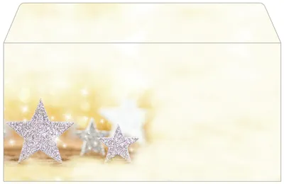 Produktbild von SIGEL DU035 Weihnachts-Briefumschläge, Glitter Stars, DIN lang (110x220 mm), 90 g/m², 50 Umschläge