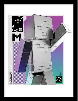 Image de Minecraft - Poster encadré "Block Wave" PM11095 (40 cm x 30 cm) (Coloré)