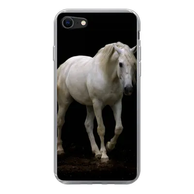 Produktbild von MuchoWow® Handyhülle Schutzhülle Hülle für iPhone 7 Pferde - Nutztiere - Schwarz Silikon Softcase Handy Hülle - Kartenhalter