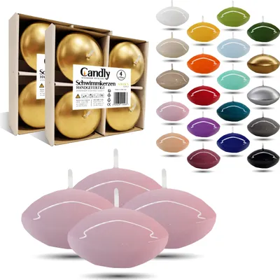 Obrázok produktu pre CANDLY HANDMADE© 4x veľké plávajúce sviečky Premium Ø 70 mm | Valentín, Veľká noc, Vianoce, dekorácie, sviečky, sviečky pre dámy (Svetlo ružová)