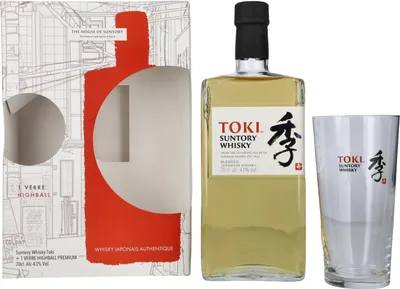 Produktbild von Suntory TOKI Blended Japanese Whisky 43% Vol. 0,7l in Geschenkbox mit Highball Glas