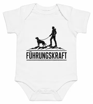 Image de Chef, chien, randonnée, montagne, promenade, humour, sarcasme, maître, bébé, body, blanc, taille 0/3