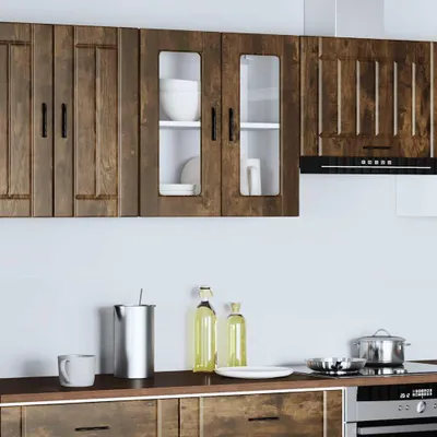 Immagine prodotto di vidaXL Pensile da cucina con anta in vetro Porto rovere fumé