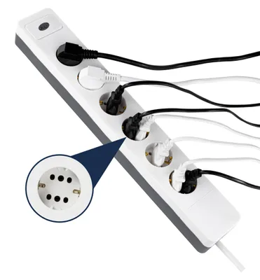 Produktbild von REV COMBINI Mehrfachsteckdose mit Schalter, Kabel 1,4m, weiß