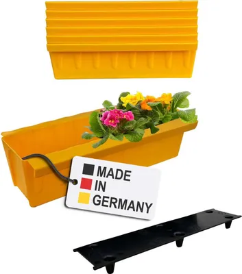 Produktbild von BURI 6 Euro-Paletten Blumenkästen-Einsätze inkl. Bewässerungsmatte | mit Hängesystem zum Einhängen | 37,3cm Gelb | Pflanzkasten für Europalette Palette | Balkonkasten | Blumentopf | sehr stabil