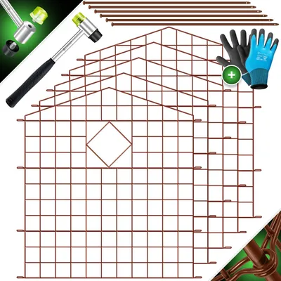 Produktbild von KESSER® Teichzaun Gartenzaun Steckzaun Komplettset Metall Zaunelemente Inkl. Hammer + Befestigungsstäben, Zaun zum stecken für Garten, Oberbogen Rund Gitterzaun Set Freigehege für Hunde