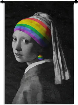 Produktbild von MuchoWow® Wandteppich Wandbehang Das Mädchen mit dem Perlenohrring - Vermeer 60x90 cm Tapisserie Dekoration Wandtuch - Foto-Teppich - Abwaschbar