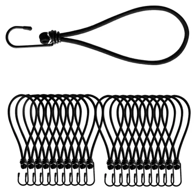 Produktbild von Expander mit Haken, Gummispanner, 20 Stück Gummiseile für Anhänger (Schwarz, 15 cm)
