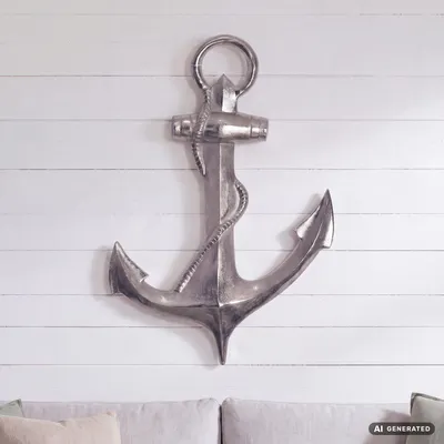 Immagine prodotto di FineBuy Ancora decorativa 70 cm argento Grande figura in alluminio Decorazione per la casa in stile marittimo Decorazione da parete in metallo Decorazione per la casa XXL Decorazione da parete moderna, Immagine generata dall'IA