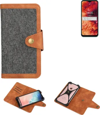 Produktbild von K-S-Trade Schutzhülle Handyhülle kompatibel mit Ulefone Note 8P Filz Hülle Kunst-Leder dunkelgrau braun (1x)