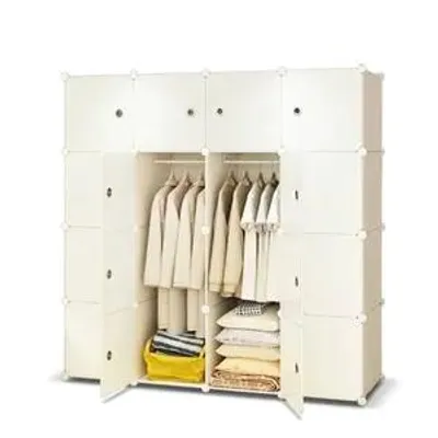Produktbild von GROSSER WEISSER MODULARER KLEIDERSCHRANK 16 REGALE BÜCHERREGAL XXL 16 Kisten