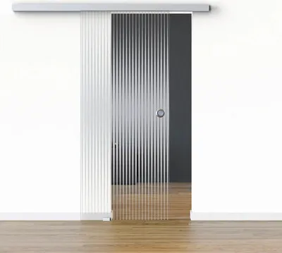 Produktbild von Pertura Glasschiebetür Komplettset Glera Ripple 01 900x2175 mm Links inkl. Beschlag Selir Aluminium natur,Griffmuschel