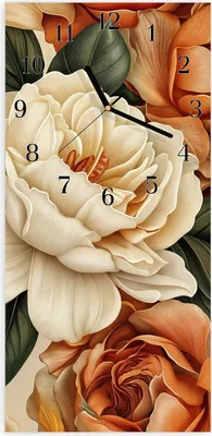 Produktbild von Wanduhr aus Glas mit Motiv Blumenpracht- 30 x 60 cm - inkl. Aufhängesystem
