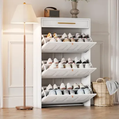 Produktbild von Modern Schuhschrank Schuhregal, mit 6 Fächern, 1 Schublade, Schränke Schuhschränke Schuhhochschränke,Kann in Fluren, Türen, 70*25*123.5cm