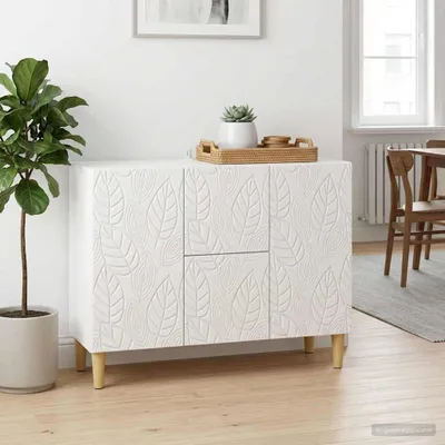 Zdjęcie produktu dla Komoda vidaXL, biała, z połyskiem, 89 x 34,5 x 60 cm, materiał drewnopochodny