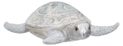 Image de Gilde Figur, Tortue, "Azuro", résine synthétique, blanc, bleu clair, lot de 2, L. 20 cm, l. 14 cm, H. 6 cm. Numéro d'article : 4063387595336