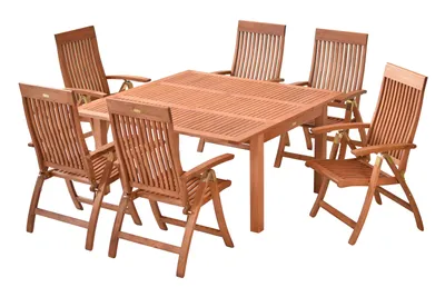 Produktbild von Merxx Gartenmöbel Set 7tlg., 6 Klappsessel, Ausziehtisch 100 (150) x 150 cm - Eukalyptus