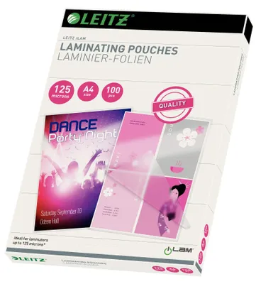 Immagine prodotto di Esselte Leitz - 125 Mikron 100 - Clear Glossy - 216 x 303 mm Taschen für Laminierung (33808)