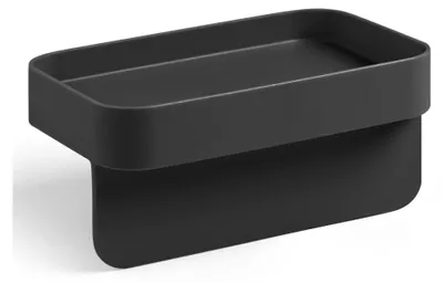 A black sponge holder on a white background.