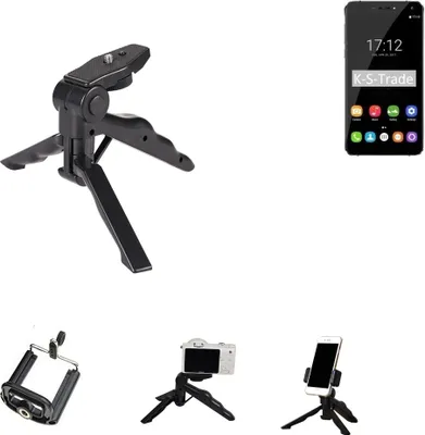 Produktbild von K-S-Trade Stativ Tisch-Ständer Dreibein Handy-Stativ Ständer kompatibel mit Oukitel U11 Plus Mini-Stativ Smartphone Tripod Handy-Stativ aus Plastik