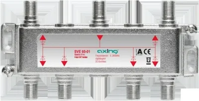 Produktbild von Axing SVE06001, Kabelsplitter, 75 Ohm, 5 - 2400 MHz, Silber, 1 Stück(e), 1x F-type