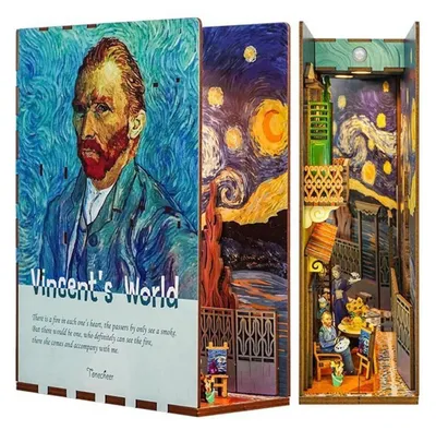 Immagine prodotto di Kit di modellismo in legno 3D con illuminazione, set per la creazione di una libreria a tema "mondo di Vincent", ideale per adulti