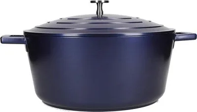 Image de Grande poêle à frire Lichtgewicht avec couvercle - cocotte en fonte d'aluminium - bleu métallique