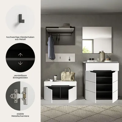 Produktbild von Canu Garderobenmöbel Set C35 weiß, grau.