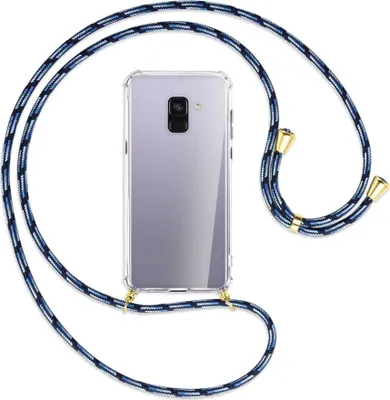 Produktbild von Handykette Backcover-Schutzhülle mit Band (Metall goldfarben) für Samsung Galaxy A8 Plus 2018 - Blautöne