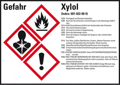 Produktbild von Dreifke® Aufkleber I Gefahrstoffetikett Xylol, GefStoffV/GHS/CLP, Folie, 148x...