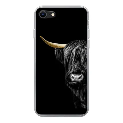 Produktbild von MuchoWow® Handyhülle Schutzhülle Hülle für iPhone 7 Schottischer Hochländer - Kühe - Gold Silikon Softcase Handy Hülle - Kartenhalter