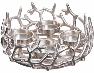 Kranz aus Aluminium, silber, Ø 28 cm, für 4 Kerzen