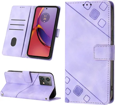 Obrázek produktu pro Pouzdro pro Motorola Moto G84 Embossed Flip Leather Wallet Case with Stand Purple