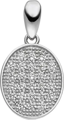 Produktbild von Anhänger oval 925 Sterling Silber 26 Zirkonia Silberanhänger