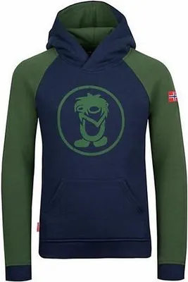 Produktbild von Trollkids Kinder Stavanger Hoodie Kapuzen Pullover, Waldgrün/Blau, Größe 104
