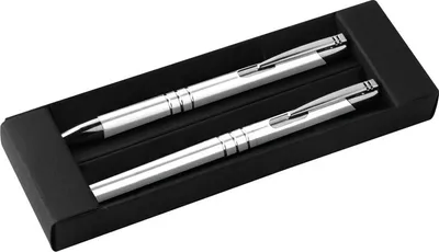 Produktbild von Metall Schreibset / Kugelschreiber + Rollerball / Farbe: weiß