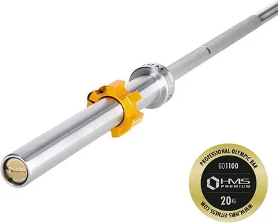 Produktbild von HMS GO1100, Olympische Hantelstange, Solider Beschwerungsstab, 1100 kg, Stahl, Chrom, Chrom
