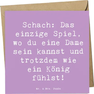 Produktbild von Mr. & Mrs. Panda faltkarte Spruch Schach Dame und König - Lavendeltraum - Geschenk, Strategie, Sportler, Sport, anlasskarte, geistige Herausforderung, Schachbrett, Humor