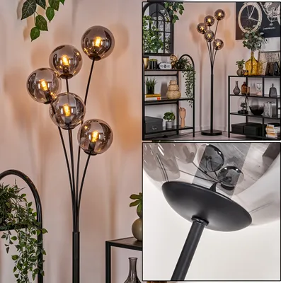 Produktbild von Fossobiubo Stehlampe aus Metall/Glas in Schwarz/Rauchfarben