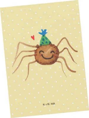 Produktbild von Mr. & Mrs. Panda Postkarte Spinne Agathe Party - Gelb Pastell - Geschenk, Wunder, Postkarten, Ansichtskarte, Motivation, Ansichtskarten, bildkarte, Selbstliebe, Glück