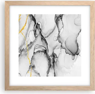 Produktbild von Gerahmtes Poster - Rahmen in heller Eiche - Stein Abstraktion Kontrast - 30x30 cm - Wand Bild - Wanddeko - Wandbilder - Kunstposter - Wandposter - Bilderrahmen - Bilder - Kunstdruck - P2NAC30x30-4761